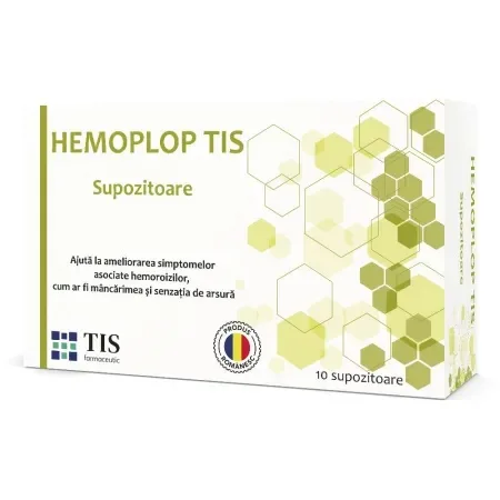Supozitoare cu propolis Hemoplop Tis, 10 bucati, Tis Farmaceutic TIS FARMACEUTIC SA — preț și oferte