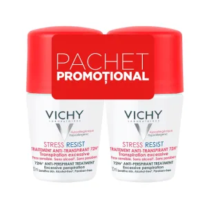 Vichy Pachet stress-resist 72h Deodorant roll-on tratament intensiv anti-transpirant, 50 ml + 50 ml