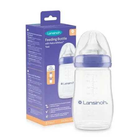 Biberon cu tetina M NaturalWave, +3 luni, 240 ml, Lansinoh — preț și oferte