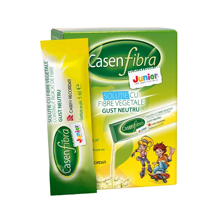Solutie cu fibre vegetale gust neutru Casen Fibra Junior, 14 plicuri, Recordati — preț și oferte