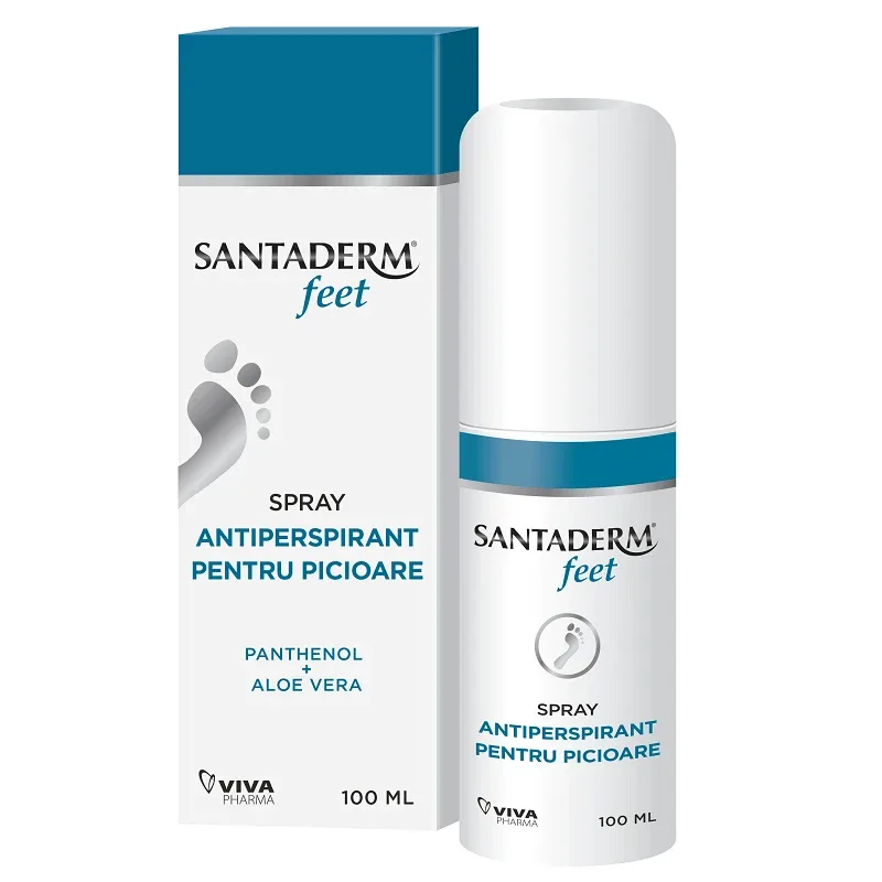 Spray antiperspirant pentru picioare Santaderm 4feet, 100 ml, Viva Pharma — preț și oferte
