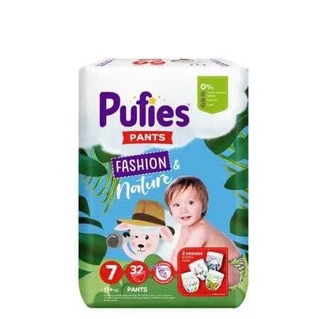 Scutece Pants Fashion & Nature, Nr. 7, 17 Kg+, 32 buc, Pufies — preț și oferte