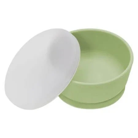 Bol din silicon cu ventuza si capac, 6 luni+, Raw Green, Appekids — preț și oferte