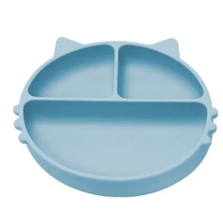 Farfurie compartimentata din silicon cu ventuza Kitty, 6 luni+, Aqua Blue, Appekids — preț și oferte