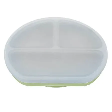 Farfurie compartimentata din silicon cu ventuza si capac, 6 luni+, Raw Green, Appekids — preț și oferte
