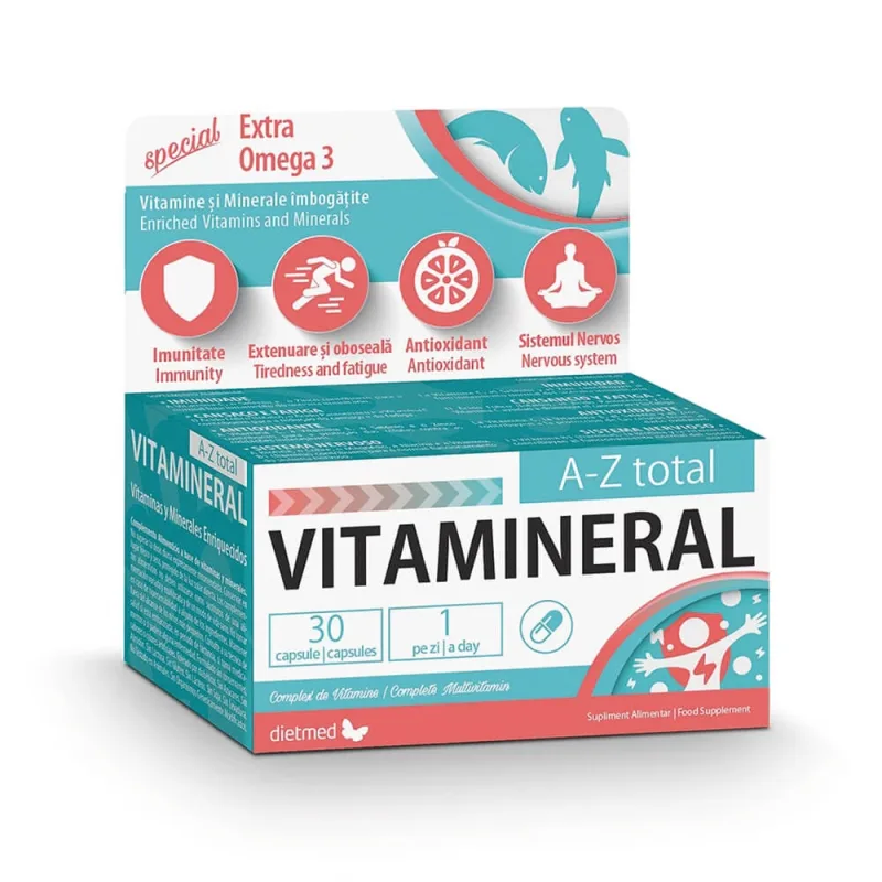 Complex de vitamine A-Z total Vitamineral, 30 capsule, Dietmed — preț și oferte