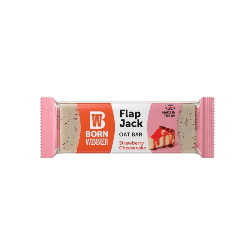 Baton de ovaz cheesecake cu capsuni Flap Jack, 100 g, Born Winner — preț și oferte