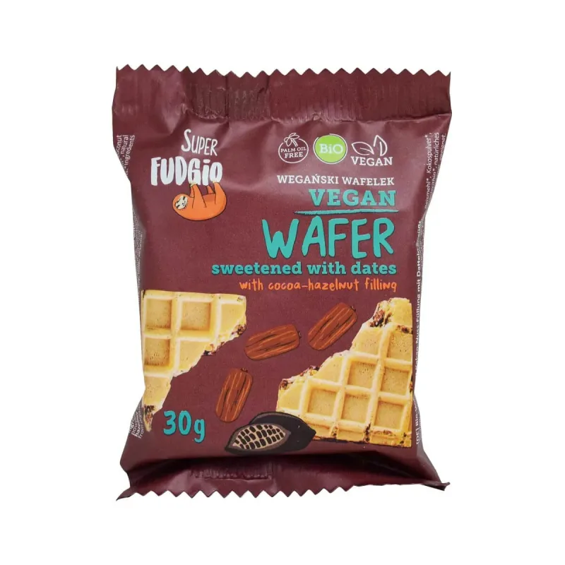 Napolitana cu cacao si alune de padure si curmale bio, 30 g, Super Fudgio — preț și oferte