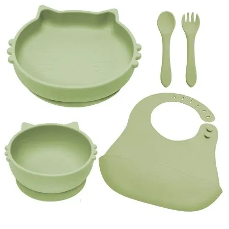 Set pentru diversificare din silicon Kitty, 6 luni, Raw Green, Appekids — preț și oferte