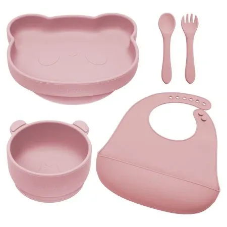 Set pentru diversificare din silicon Panda, 6 luni+, Old Rose, Appekids — preț și oferte