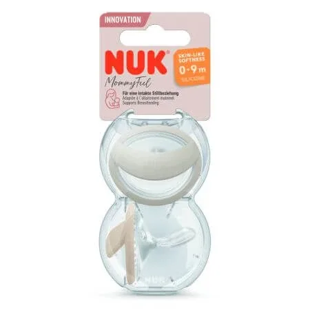 Set 2 suzete din silicon Mommy Feel, 0-9 luni, 2 bucati, Gri, Nuk — preț și oferte