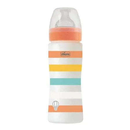 Biberon WB PP cu tetina din silicon cu flux rapid Unisex, 4 luni+, Orange, 330 ml, Chicco — preț și oferte