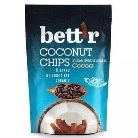 Chips Bio de cocos cu cacao Fine Peruvian Cocoa, 70 g, Bettr — preț și oferte