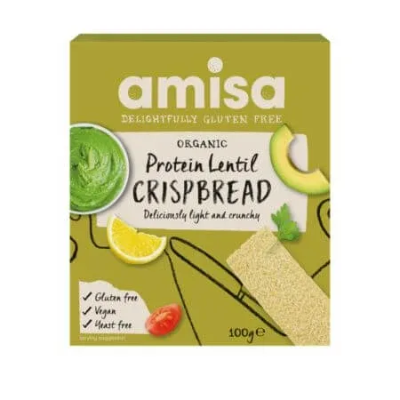 Painici proteice Bio fara gluten din linte Crispbread, 100 g, Amisa — preț și oferte