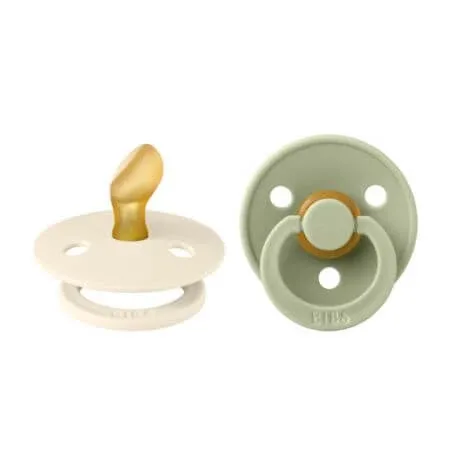 Set 2 suzete cu tetina anatomica Colour Latex, 0 luni, Sage-Ivory, Bibs — preț și oferte