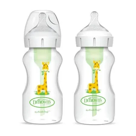 Set Biberon cu Gat Larg Options Plus, 3-6 luni, 270 ml, 2 bucati, Design, Dr. Browns — preț și oferte