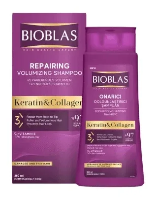 Sampon anticadere pentru par subtire Collagen + Keratin, 360 ml, Bioblas — preț și oferte