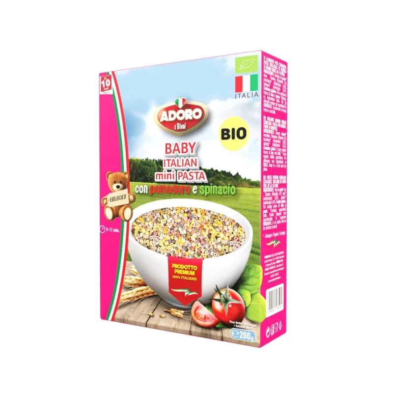 Paste Bio pentru copii, Steline cu rosii si spanac, +10 luni, 200 g, Adoro Adoro Bimbi — preț și oferte