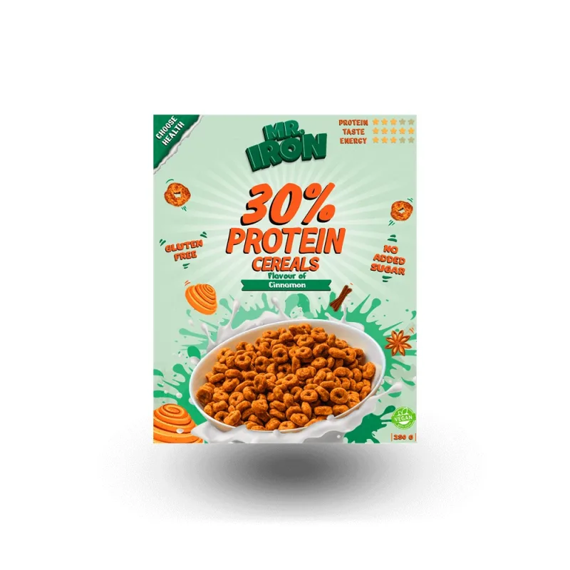 Cereale proteice cu scortisoara, vegane, fara zahar si fara gluten, 250 g, Mister Iron — preț și oferte