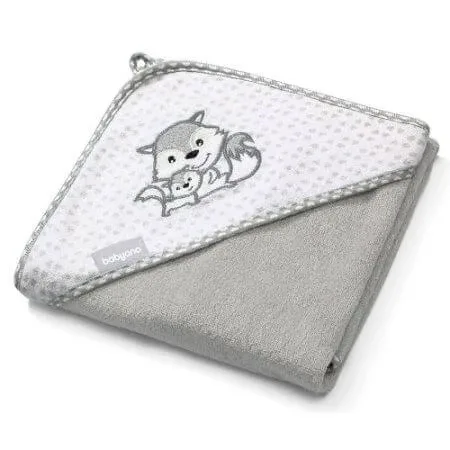 Prosop gri cu gluga din fibra de bambus, 100x100 cm, Babyono — preț și oferte