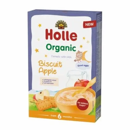 Cereale Bio cu lapte, mere si biscuiti, +6 luni, 250g, Holle Holle Baby — preț și oferte