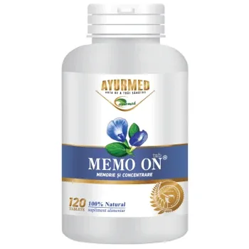 Memo On, 120 tablete, Ayurmed, Supliment natural pentru memorie — preț și oferte