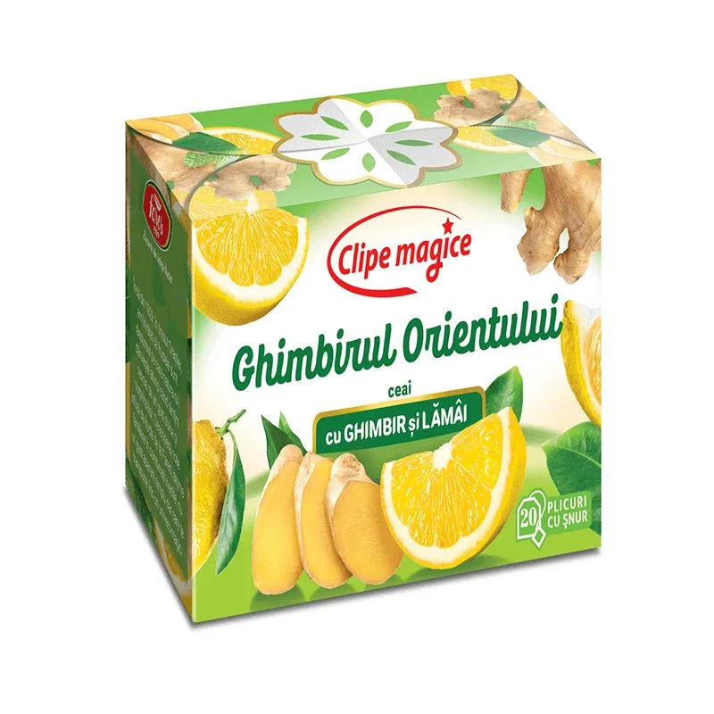 Ceai cu ghimbir si lamaie Clipe Magice, 20 plicuri, Fares — preț și oferte