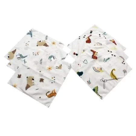 Batistuta din bumbac, 25 x 25 cm, Dino si Urs grizzly, 6 buc, Baltic Baltic Bebe — preț și oferte