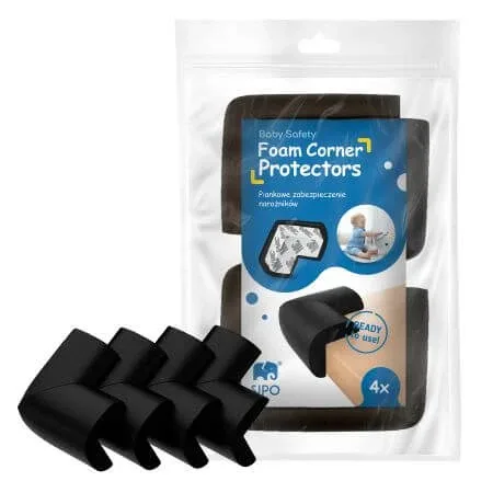 Set 4 aparatori moi pentru colturi, 3.17x5.3x2.1 cm, Negru, Sipo — preț și oferte