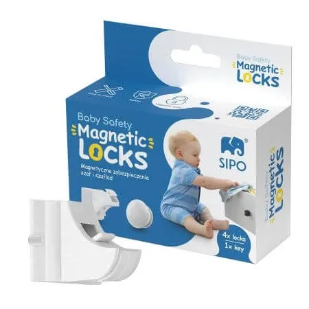 Set sistem de siguranta magnetic pentru usi, dulapuri si sertare, 4 bucati, Sipo — preț și oferte