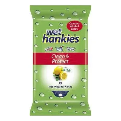 Șervețele umede antibacteriene cu lămâie, 15buc, Wet Hankies — preț și oferte