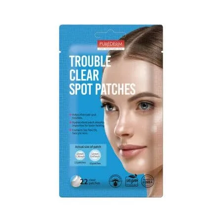 Plasturi transparenti anti-acnee cu hidrocoloid, arbore de ceai si acid salicidic, 22 bucati, Purederm — preț și oferte