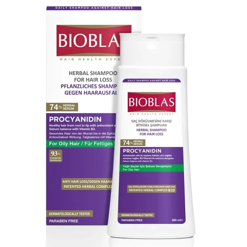Sampon anticadere pentru par gras Prociadina, 360 ml, Bioblas — preț și oferte