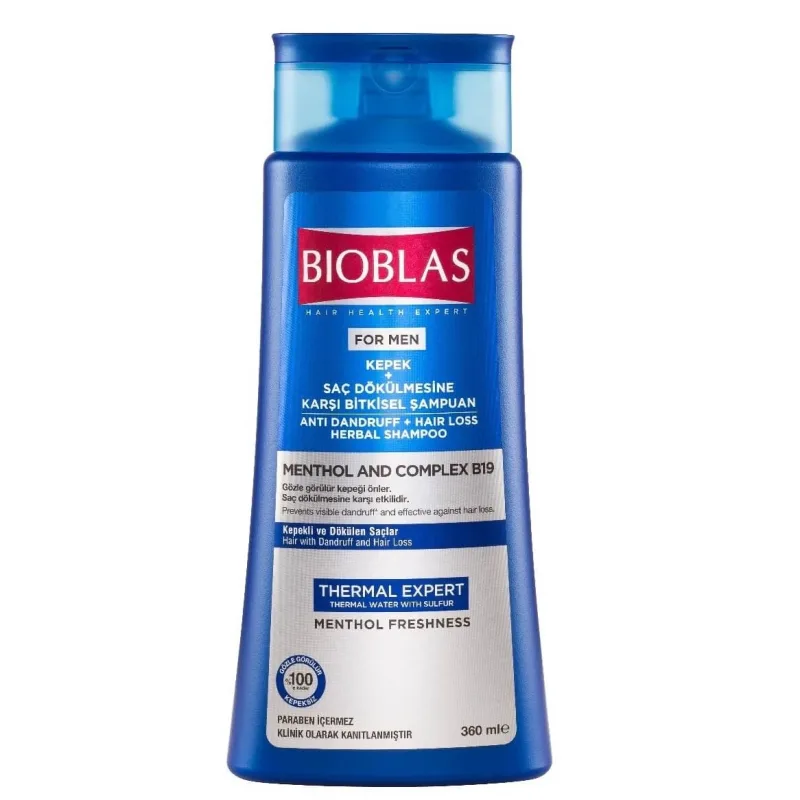 Sampon antimatreata si anticadere pentru barbati Menthol+Complex B19, 360 ml, Bioblas — preț și oferte