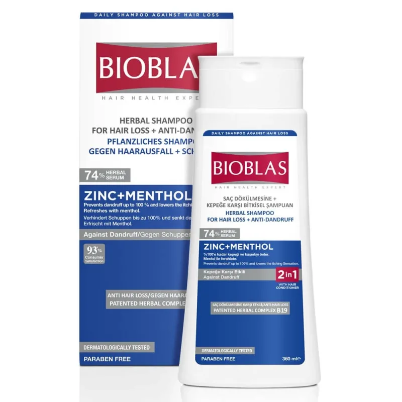 Sampon anticadere si anti-matreata Zinc + Menthol, 360 ml, Bioblas — preț și oferte
