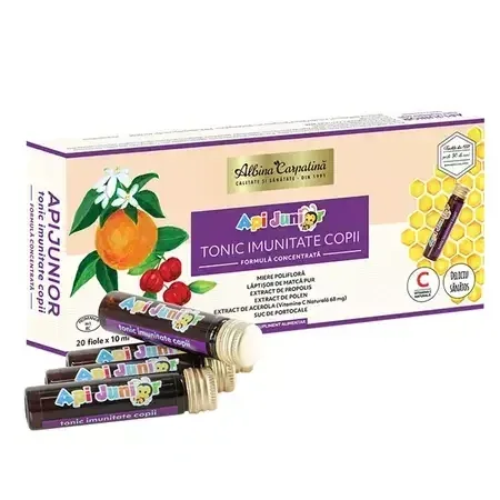 Apijunior Tonic imunitate copii, 20 fiole, Albina Carpatina — preț și oferte