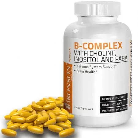 B-complex cu Choline, Inositol si PABA, 100 capsule, Bronson Laboratories — preț și oferte
