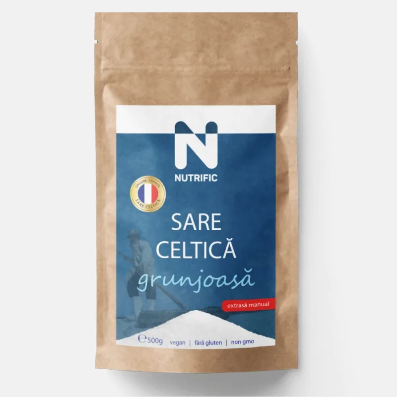 Sare celtica grunjoasa, extrasa manual, 500gr, Nutrific — preț și oferte