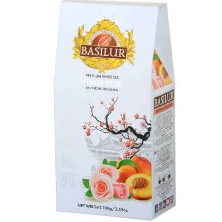 Ceai alb Refill White Tea Peach Rose, 100 g, Basilur — preț și oferte