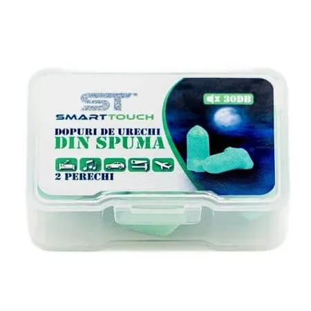 Dopuri de urechi din spuma cu memorie si cutie de transport, 2 perechi, Smart Touch — preț și oferte
