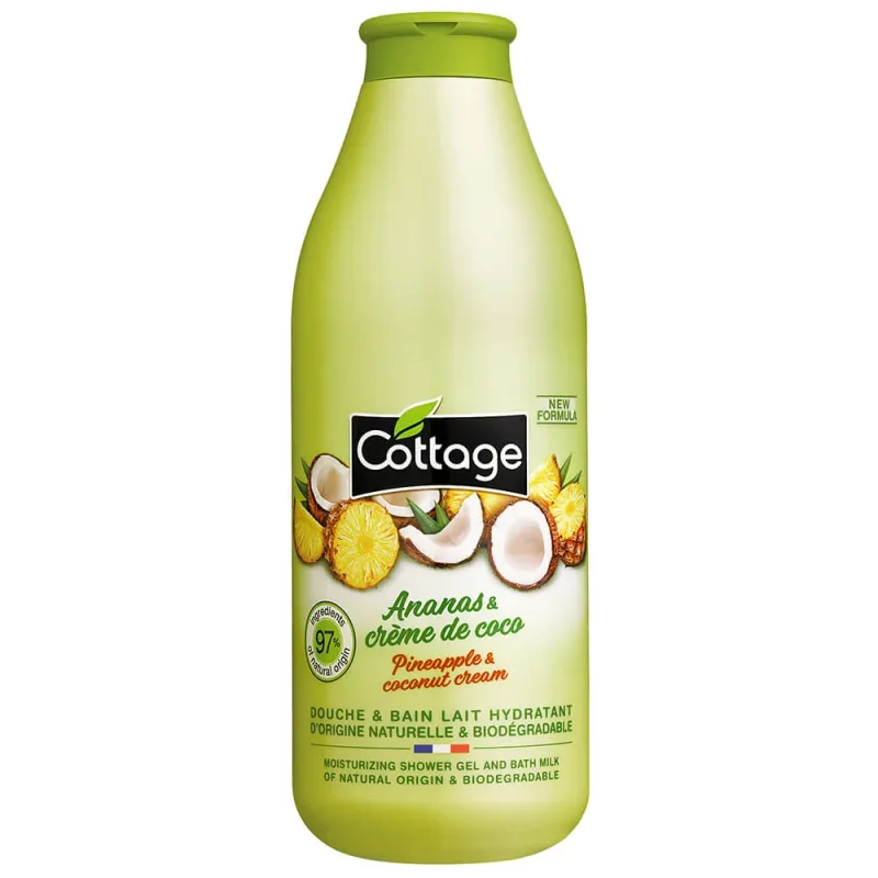 Gel de dus si lapte de baie Ananas & creme de coco, 750 ml, Cottage — preț și oferte