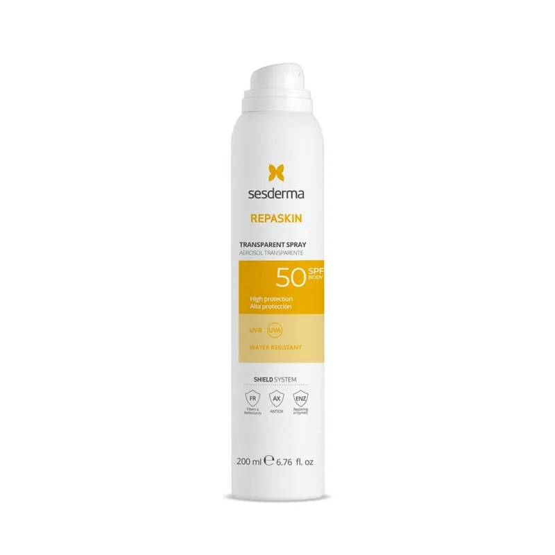 Spray transparent pentru corp cu protectie solara SPF 50 Repaskin, 200 ml, Sesderma — preț și oferte