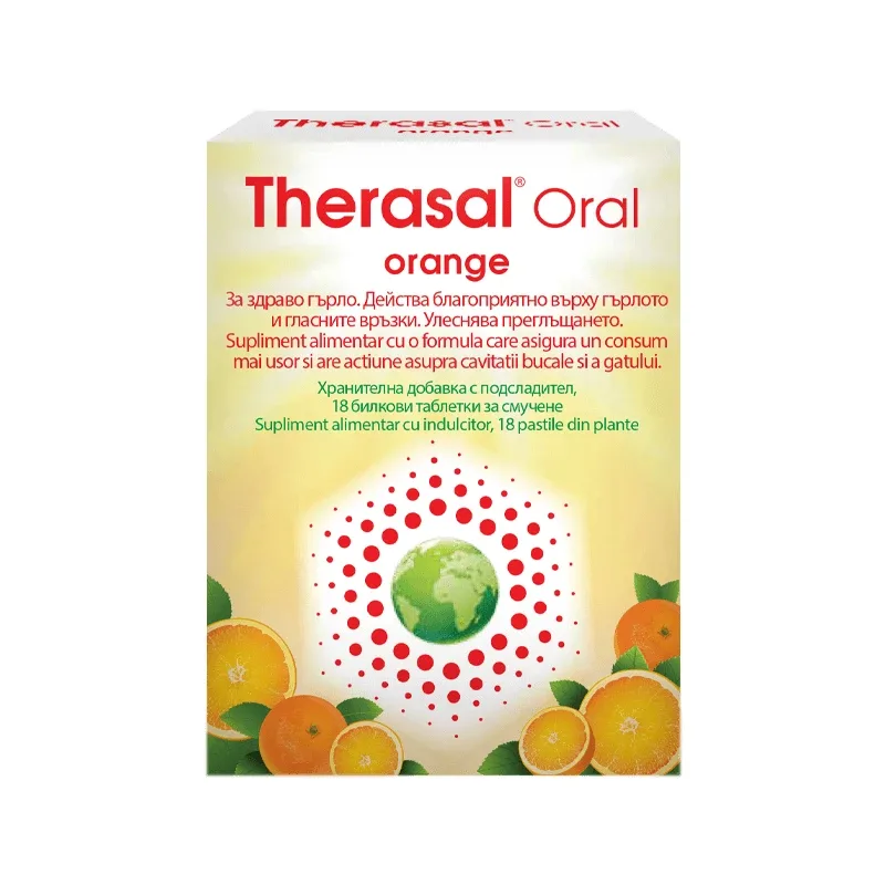Pastile pentru supt din plante cu aroma de portocale Therasal Oral Orange, 18 pastile, Vedra — preț și oferte