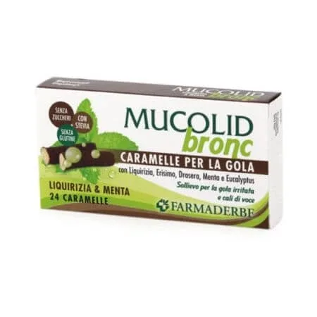 Mucolid caramele cu lemn dulce si menta, 24 bucati, Farmaderbe — preț și oferte