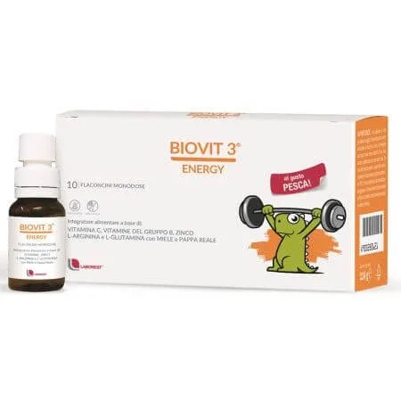 Supliment alimentar pe baza de vitamina B si C, zinc, L-glutamina si L-arginina Biovit 3 Energy, 10 x 10 ml, Uriach — preț și oferte