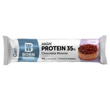 Baton proteic cu Mousse de Ciocolata Gain, 75 g, Born Winner — preț și oferte