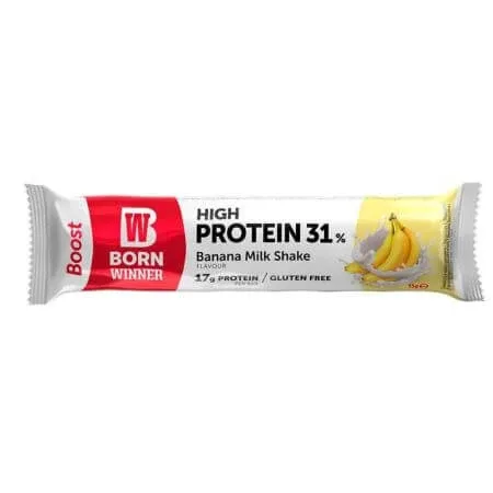 Baton proteic cu milk shake de banane Boost, 55 g, Born Winner — preț și oferte