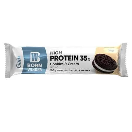 Baton proteic cu biscuiti si crema Gain, 75 g, Born Winner — preț și oferte