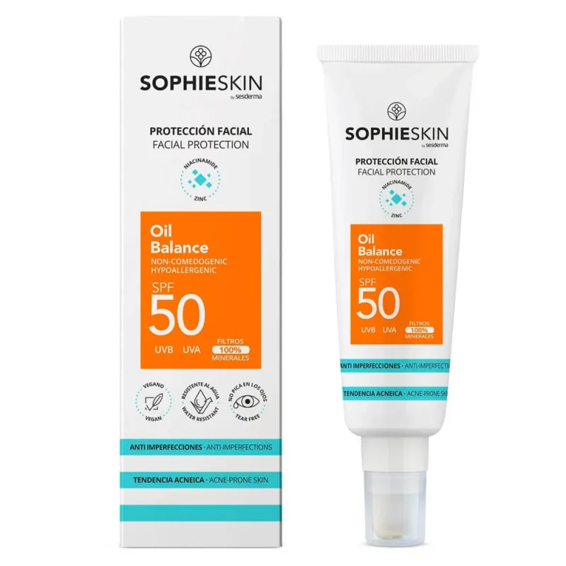 Crema pentru ten gras cu protectie solara SPF 50 Oil Balance Facial Protection, 50 ml, Sophieskin — preț și oferte