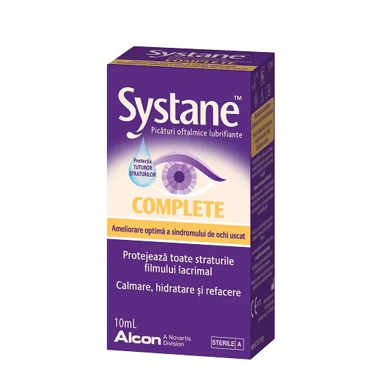 Picaturi oftalmice lubrifiante fara conservanti Systane Complete, 10 ml, Alcon — preț și oferte